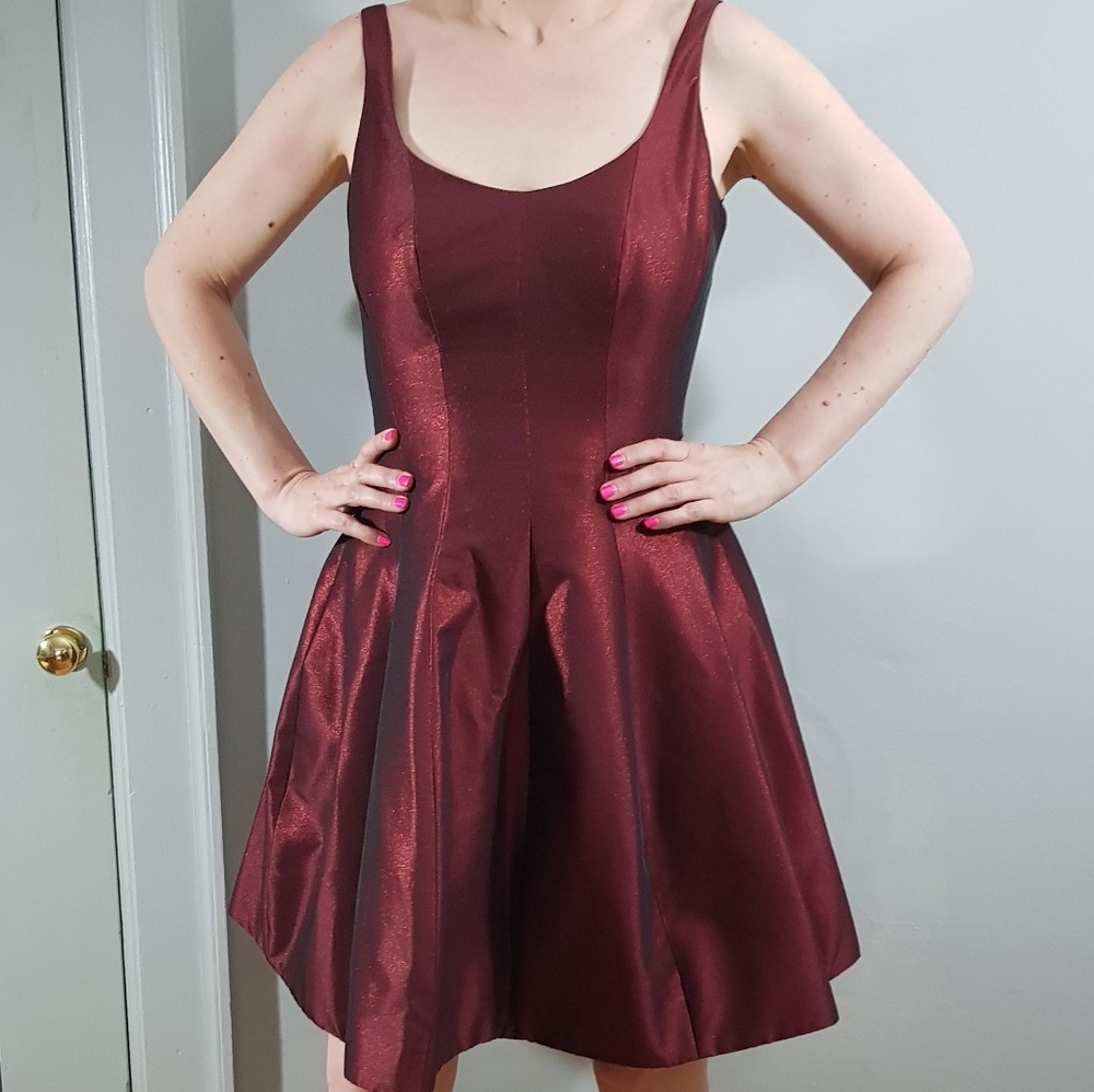 Metallic red cocktail dress